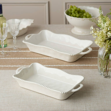 Perlette Cream Large Rectagular Baker 16in x 10.25in - The Bronze Butterfly