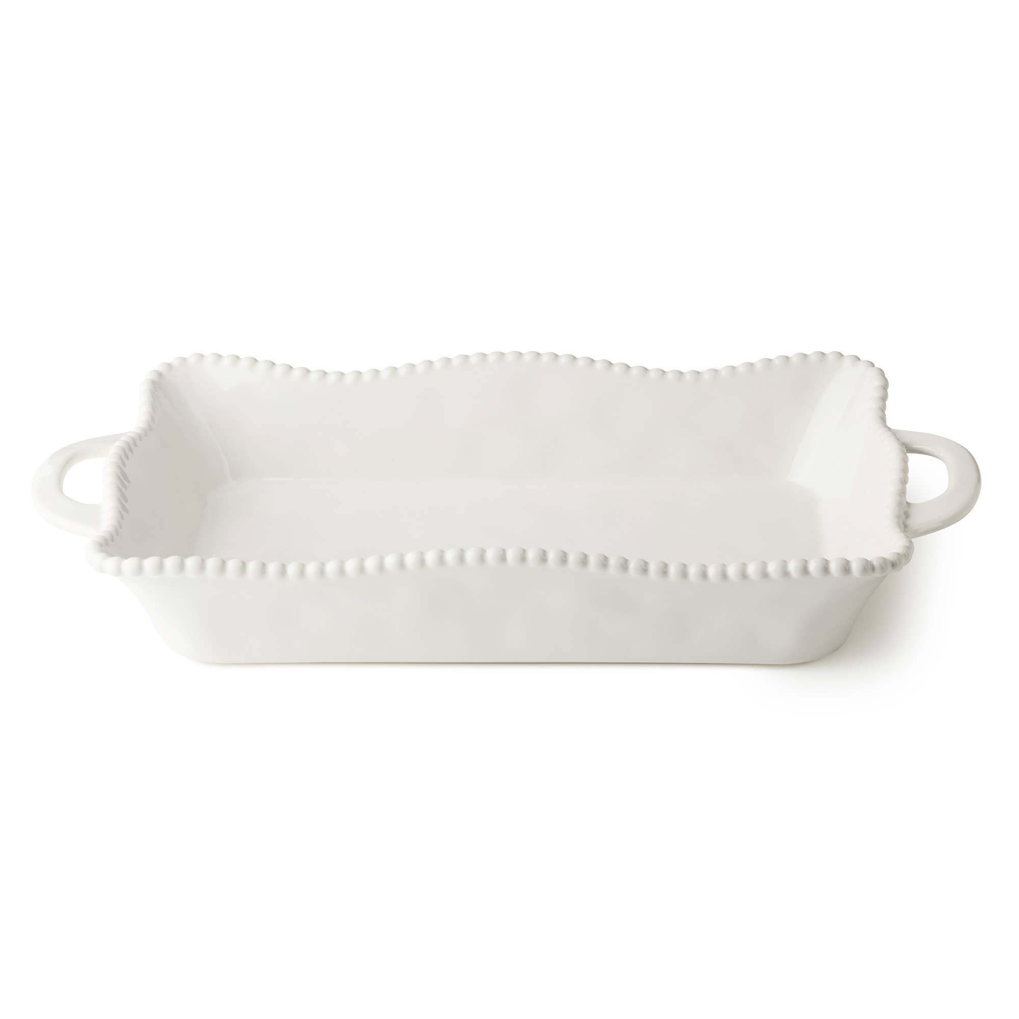 Perlette Cream Large Rectagular Baker 16in x 10.25in - The Bronze Butterfly