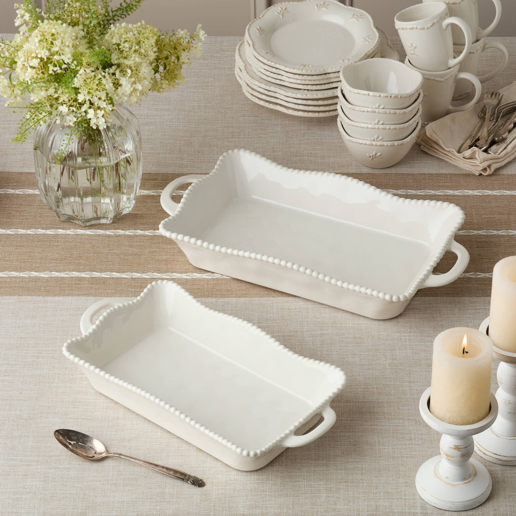 Perlette Cream Medium Rectangular Baker - The Bronze Butterfly