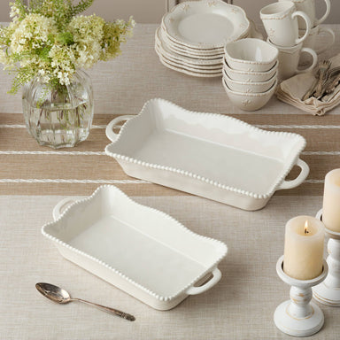 Perlette Cream Medium Rectangular Baker - The Bronze Butterfly
