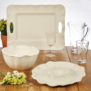 Perlette Cream Melamine Chip & Dip 14.5 in - The Bronze Butterfly