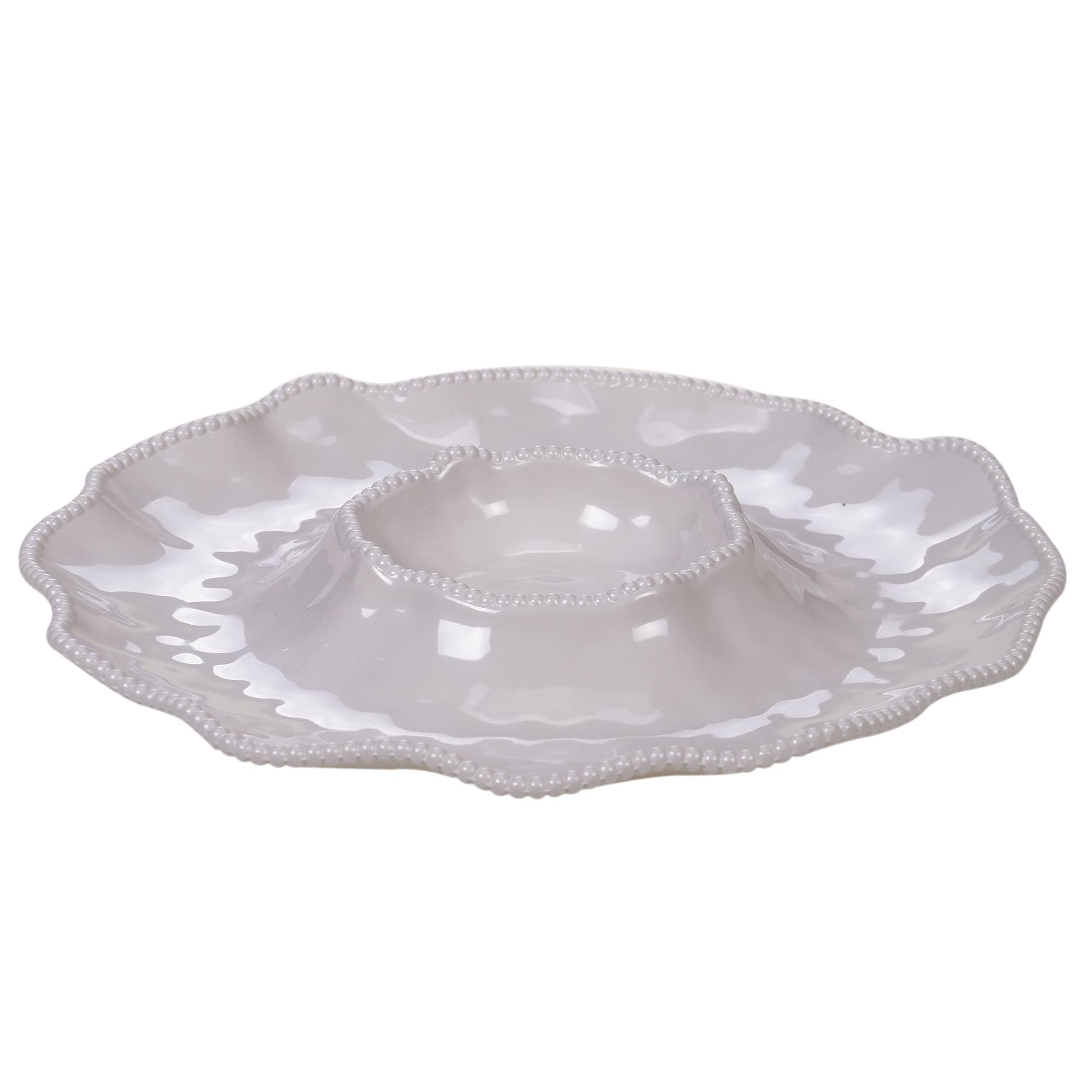Perlette Cream Melamine Chip & Dip 14.5 in - The Bronze Butterfly