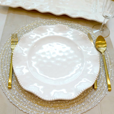 Perlette Cream Melamine Dinner Plate - The Bronze Butterfly
