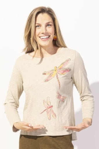 Peruvian Cotton Mosaic Dragonfly Boxy Tee - The Bronze Butterfly