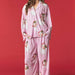 Pink Santa Print Plissé Pajama Set - The Bronze Butterfly