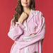 Pink Santa Print Plissé Pajama Set - The Bronze Butterfly
