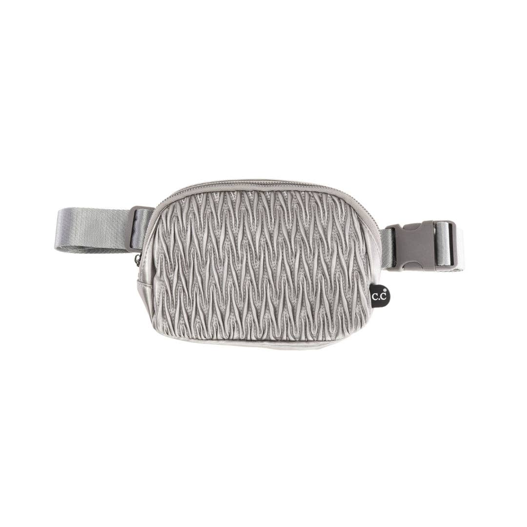 Pleated Faux Leather C.C Belt Bag BGS0065 - The Bronze Butterfly