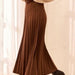 Pleated Stretchy Faux Suede Pull-On Maxi Skirt - The Bronze Butterfly