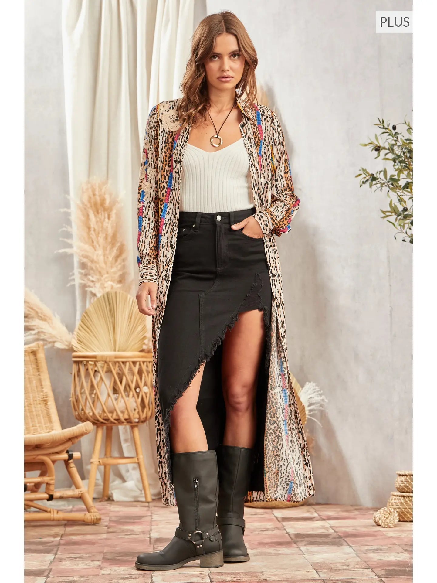 Plus Size Button Down Print Maxi Shirt - The Bronze Butterfly