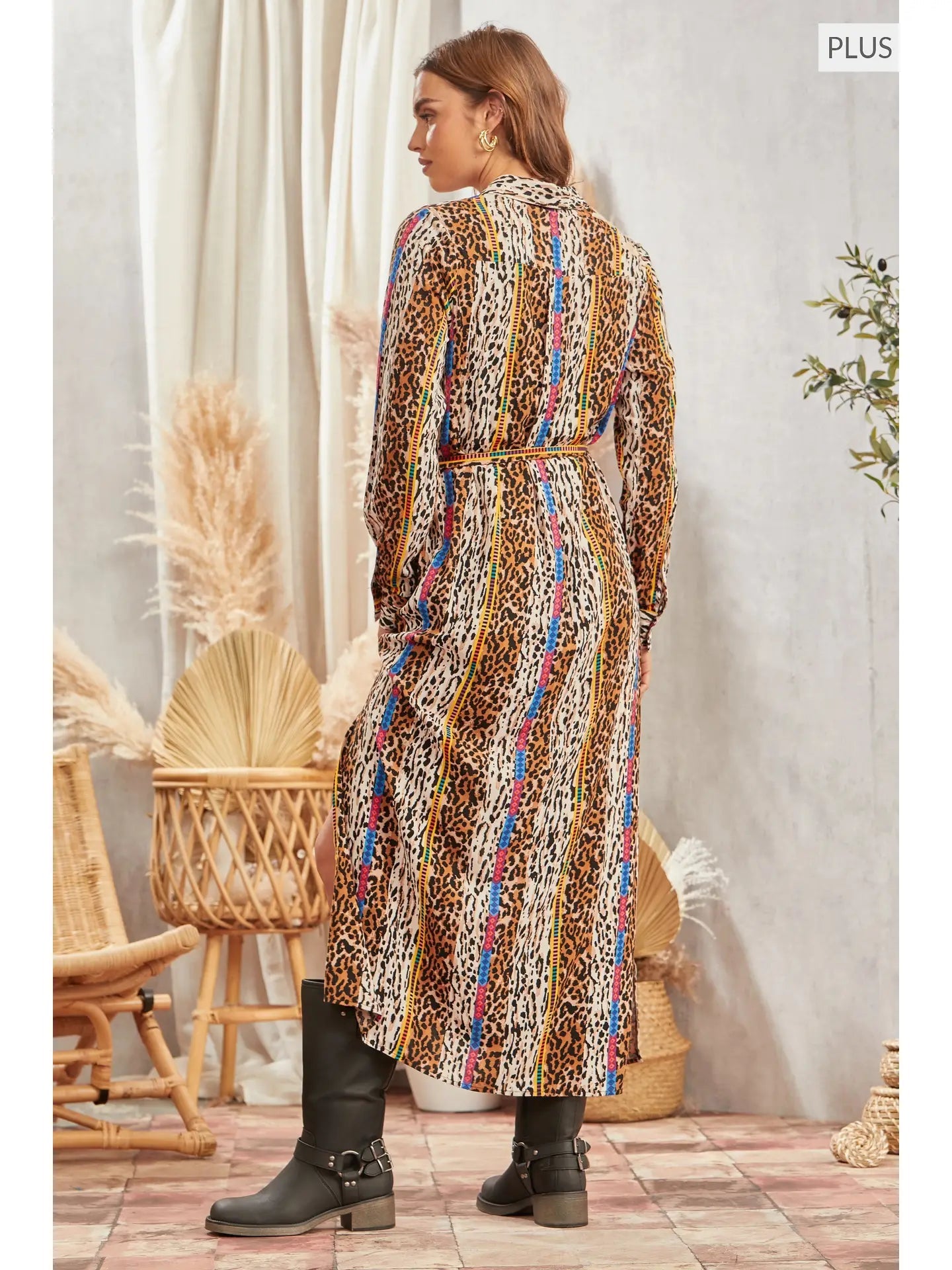Plus Size Button Down Print Maxi Shirt - The Bronze Butterfly