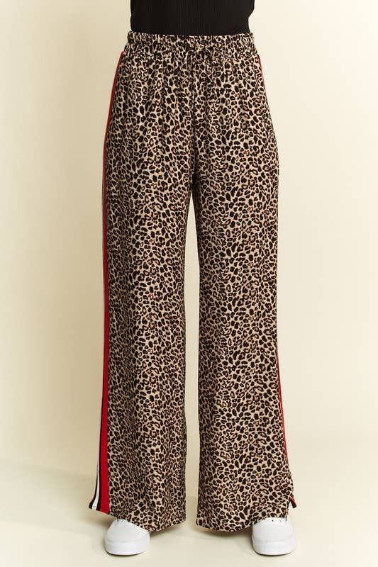 PLUS SIZE LEOPARD CONTRAST TROUSER RED PANEL - The Bronze Butterfly