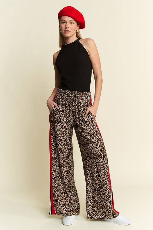 PLUS SIZE LEOPARD CONTRAST TROUSER RED PANEL - The Bronze Butterfly