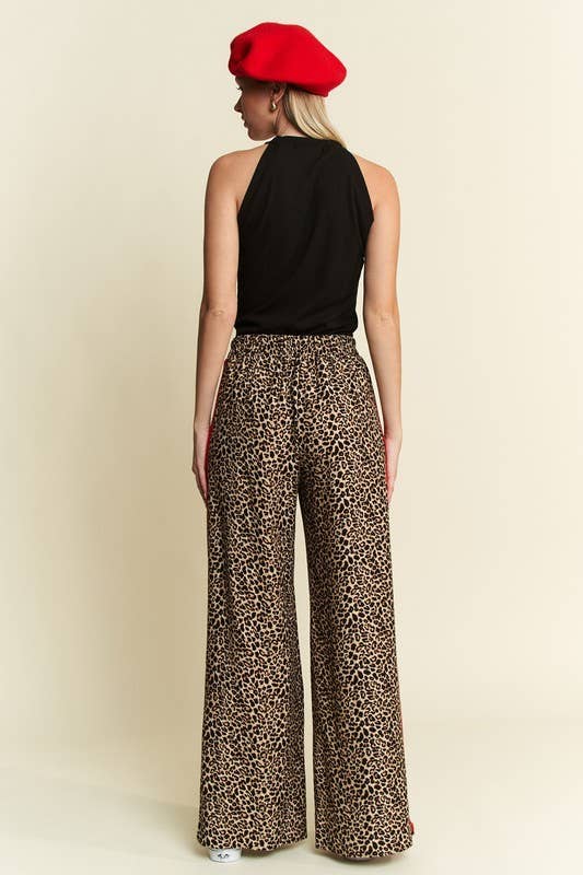 PLUS SIZE LEOPARD CONTRAST TROUSER RED PANEL - The Bronze Butterfly