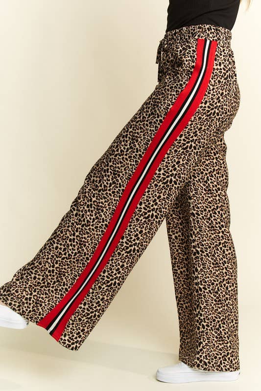 PLUS SIZE LEOPARD CONTRAST TROUSER RED PANEL - The Bronze Butterfly