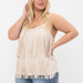 Plus Size Tiered Fringe Camisole in Natural | Vocal Apparel - The Bronze Butterfly