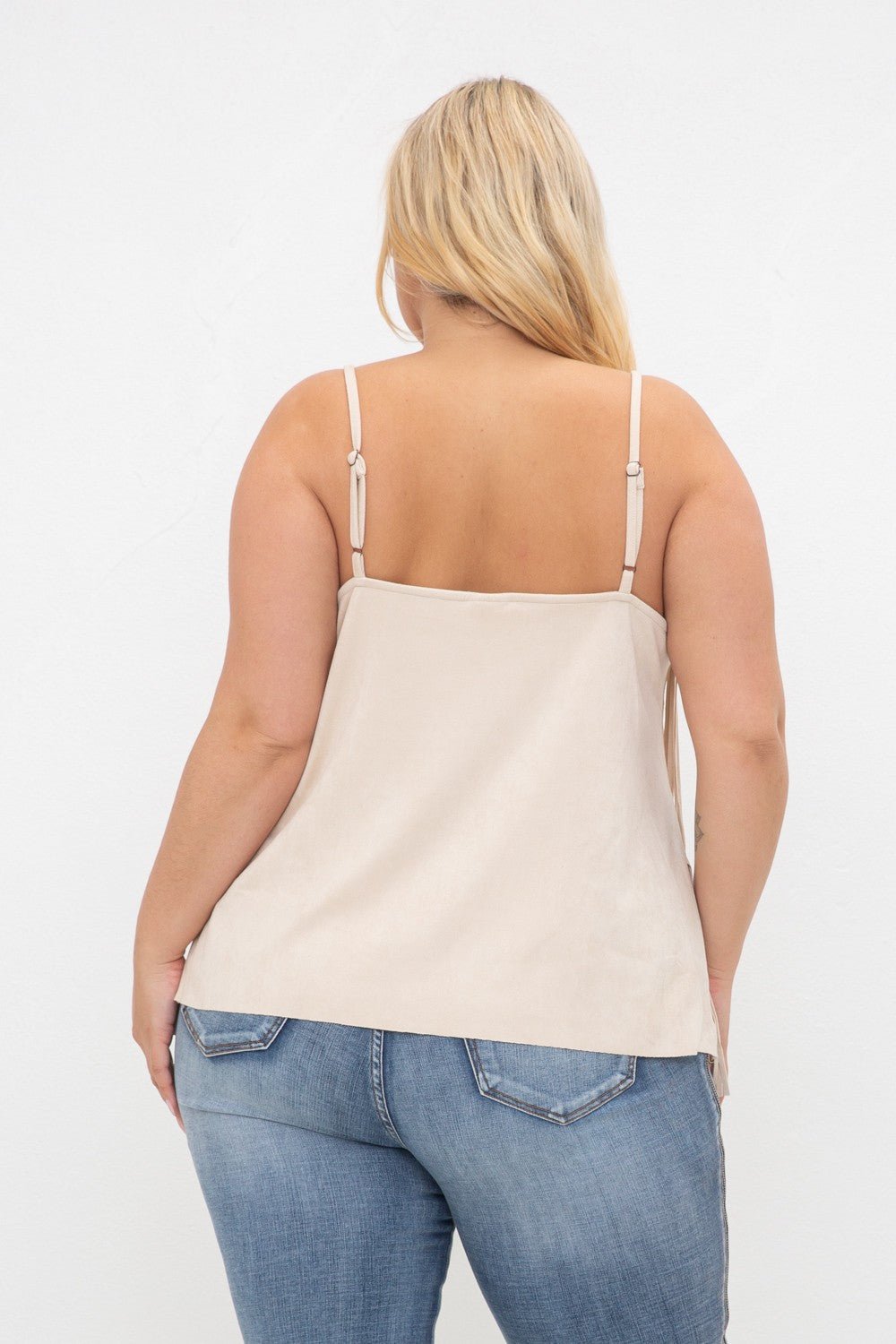 Plus Size Tiered Fringe Camisole in Natural | Vocal Apparel - The Bronze Butterfly