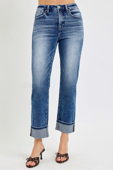 Plus Size Tummy Control High Rise Crop Straight Jeans | Risen - The Bronze Butterfly