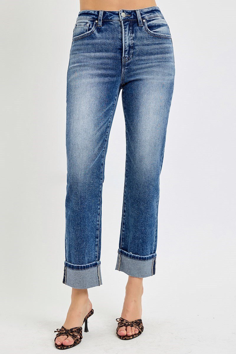 Plus Size Tummy Control High Rise Crop Straight Jeans | Risen - The Bronze Butterfly