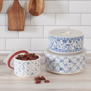 Premitives by Kathy Blue Florals Server Set - The Bronze Butterfly