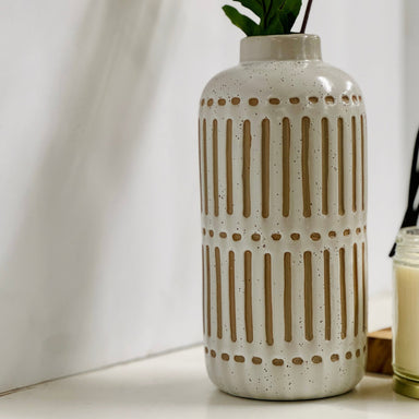 Primitives by Kathy Dots & Stripes Ceramic Vase - The Bronze Butterfly