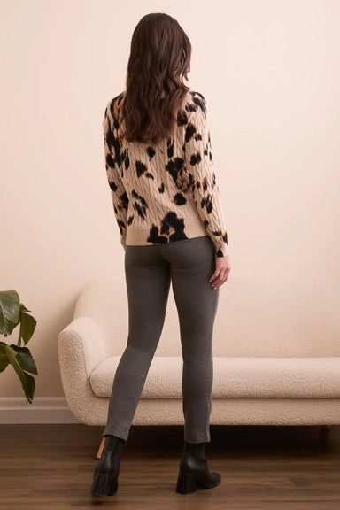 Printed Cable Cotton Crew Neck Sweater - Sandstone - The Bronze Butterfly