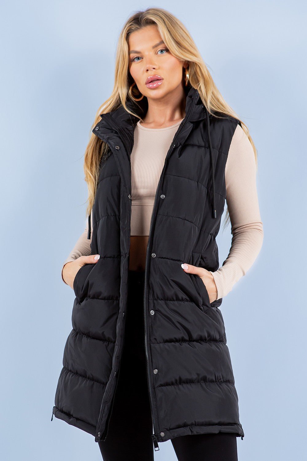 Puffer Long Vest - The Bronze Butterfly
