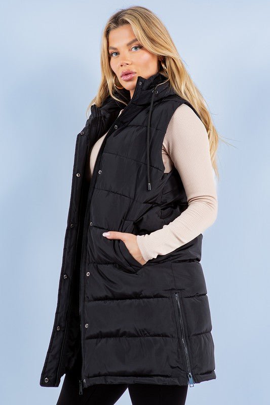 Puffer Long Vest - The Bronze Butterfly