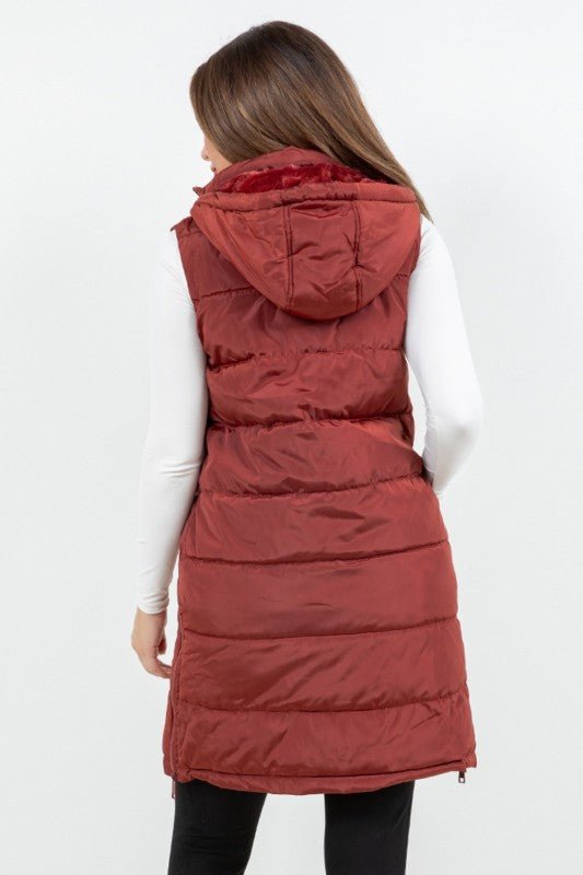 Puffer Long Vest Brick - The Bronze Butterfly