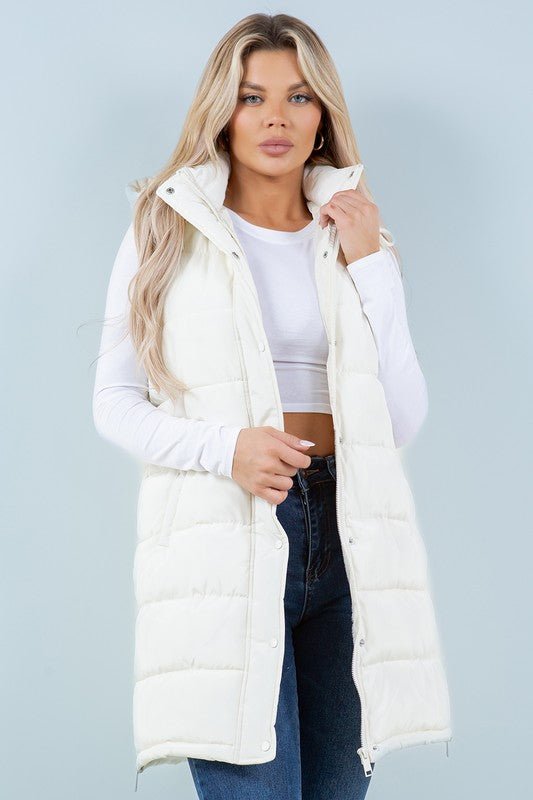 Puffer Long Vest - Ivory - The Bronze Butterfly