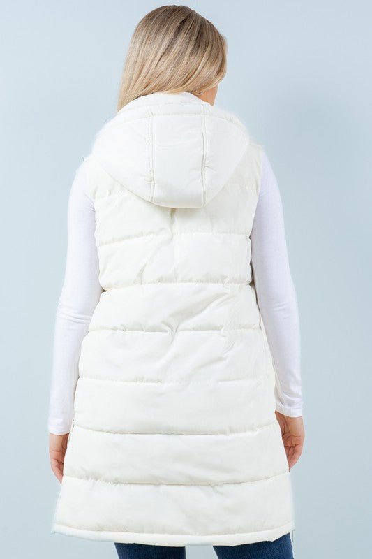Puffer Long Vest - Ivory - The Bronze Butterfly