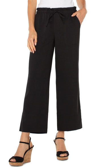 Pull - on Tie Waist Wide Leg Ankle - The Bronze Butterfly