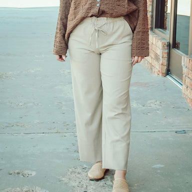 Pull On Tie Waist Wide Leg Ankle Pant 26" Liverpool - The Bronze Butterfly