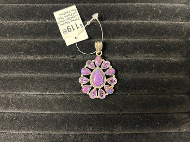 Purple Copper Turquoise/Amethyst Floral Pear Cut Pendant - The Bronze Butterfly