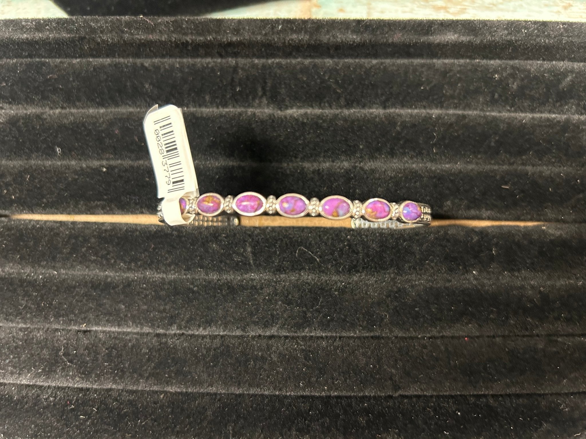 Purple Turquoise Small Stone Cuff Bracelet - The Bronze Butterfly