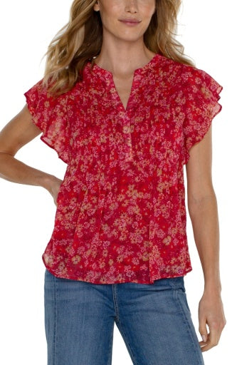 dbl layer flutter slv blouse w pintucks