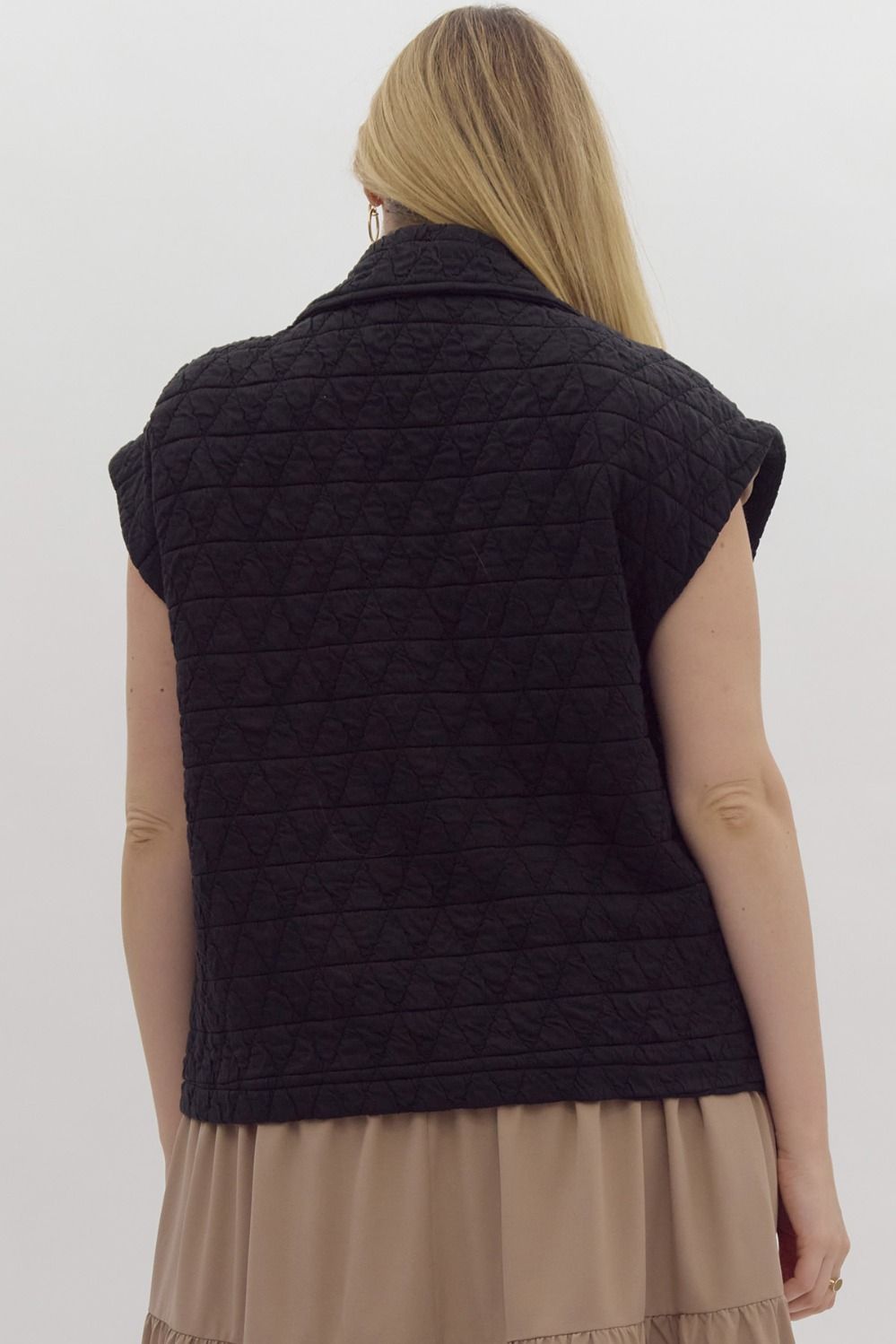 Quilted Sleeveless Button Down Vest - The Bronze Butterfly