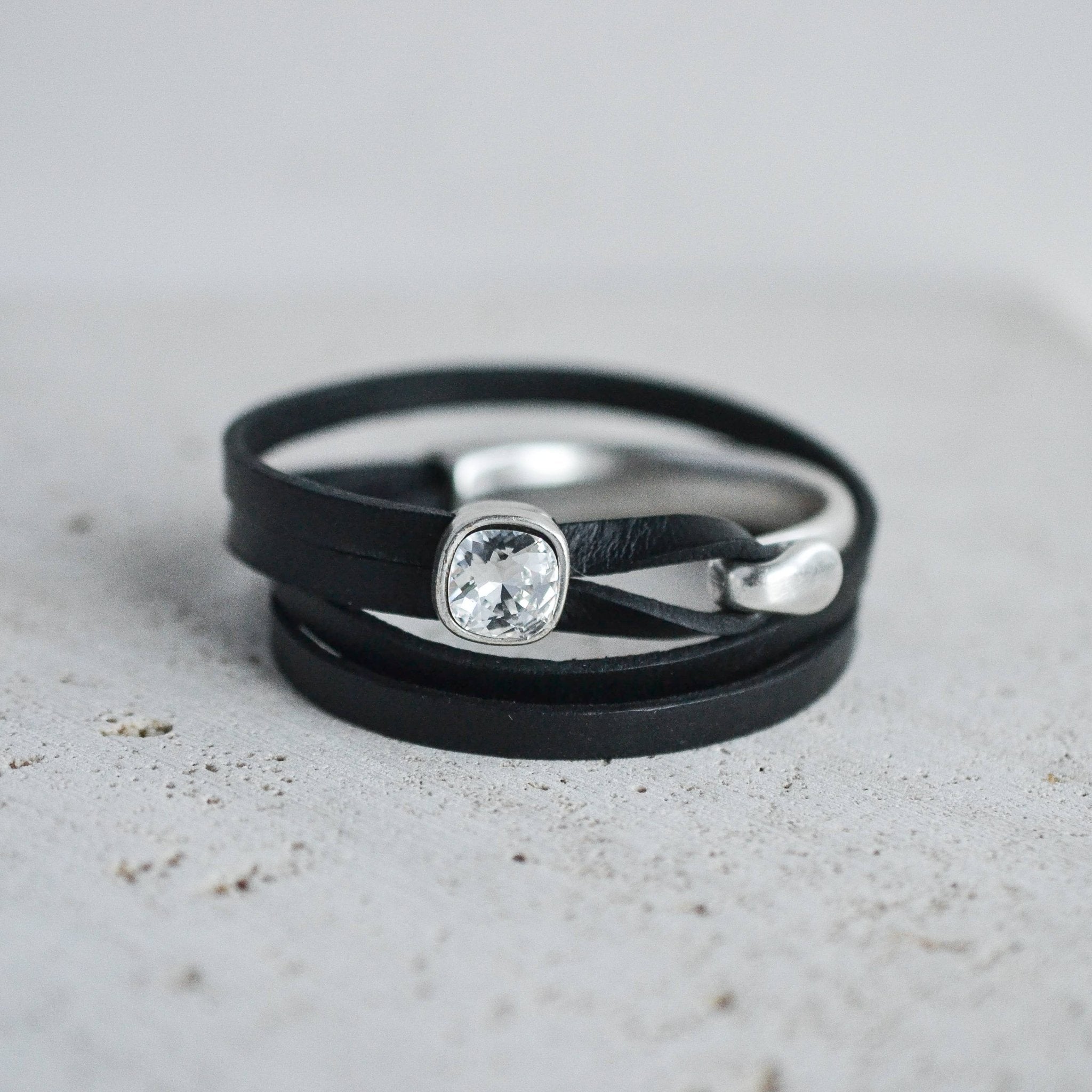 Rachel Marie Designs Coco Black Leather Wrap Bracelet - The Bronze Butterfly