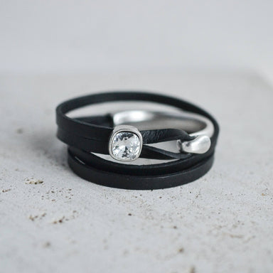 Rachel Marie Designs Coco Black Leather Wrap Bracelet - The Bronze Butterfly