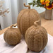 Rattan Pumpkins, Neutral Fall Home Decor Handmade Resin - The Bronze Butterfly