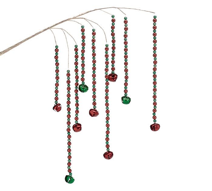 RED AND GREEN SPRAY WITH JINGLE BELLS - The Bronze Butterfly