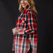 Red, Navy & Tan Plaid Flannel - The Bronze Butterfly