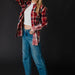 Red, Navy & Tan Plaid Flannel - The Bronze Butterfly