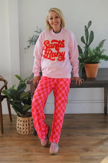 Red/Pink Checkered Pants - The Bronze Butterfly