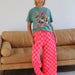 Red/Pink Checkered Pants - The Bronze Butterfly