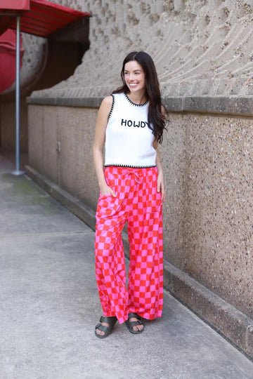 Red/Pink Checkered Pants - The Bronze Butterfly