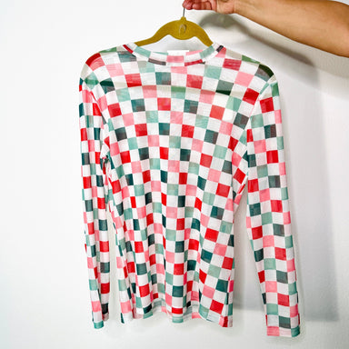 RETRO CHECK MESH LONG SLEEVE SHIRT - The Bronze Butterfly