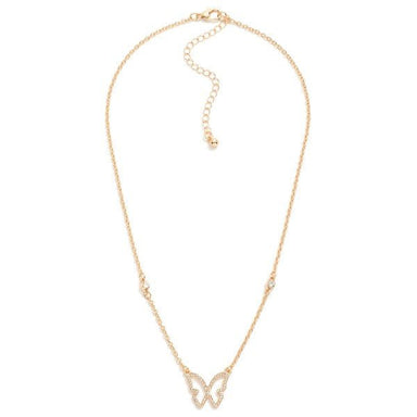 Rhinestone Studded Butterfly Necklace - The Bronze Butterfly