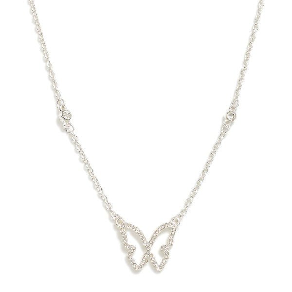 Rhinestone Studded Butterfly Necklace - The Bronze Butterfly