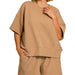 Ribbed round neck waist banded tee & shorts set Plus Size - The Bronze Butterfly