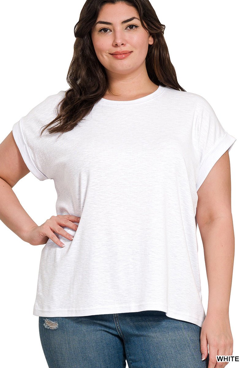 Rolled Sleeve Tee - Plus Size - The Bronze Butterfly